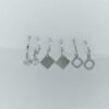 Triple Charm Silver-Toned Earrings Set with round, diamond, and crystal open square danglers – www.radiantjewels.store
