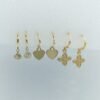 Gold-Toned Triple Charm Earrings Set with zircon, heart, and floral crystal danglers – www.radiantjewels.store