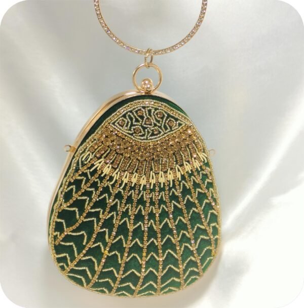 Velvet Gold Beaded Ring-Handle Clutch | www.radiantjewels.store
