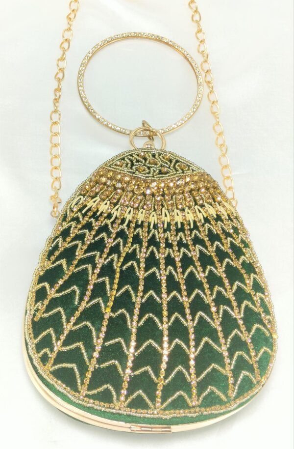 Velvet Gold Beaded Ring-Handle Clutch | www.radiantjewels.store