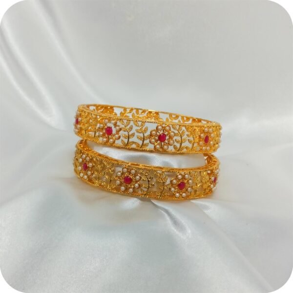 Traditional Floral Pearl Bangles | www.radiantjewels.store