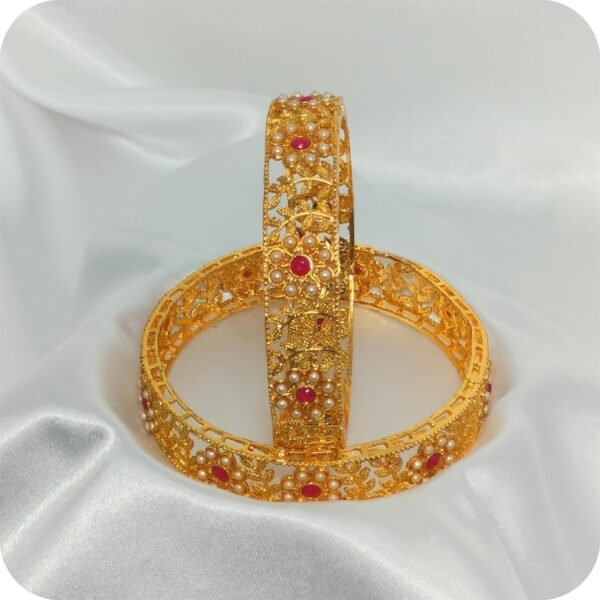Traditional Floral Pearl Bangles | www.radiantjewels.store