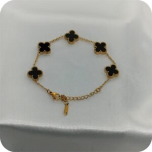 Elegant Black Clover Charm Bracelet | www.radiantjewels.store