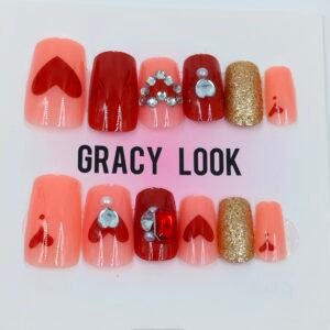 Maroon & Gold Press‑On Nails | www.radiantjewels.store