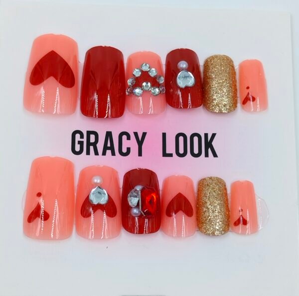 Maroon & Gold Press‑On Nails | Radiant Jewels Store