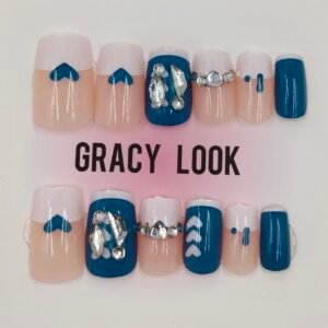 Blue White Press‑Ons | www.radiantjewels.store