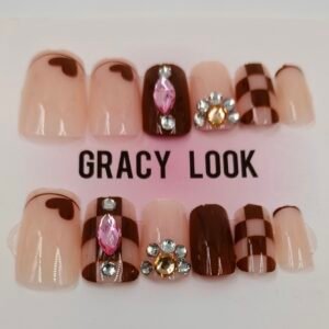 Nude-Maroon Press-on Nails | www.radiantjewels.store