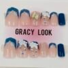 Nude & Blue Press on Nails | www.radiantjewels.store