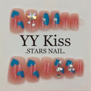 Blue Heart Press‑On Nails | www.radiantjewels.store