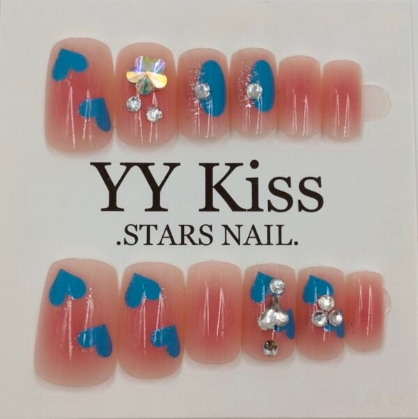 Blue Heart Press‑On Nails | www.radiantjewels.store