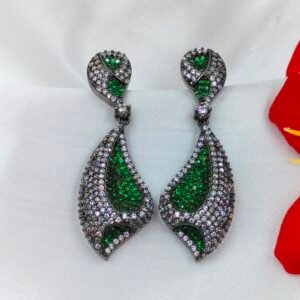 Green & Silver CZ Statement Earrings | www.radiantjewels.store
