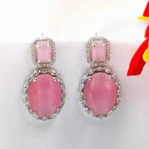 Pink Oval CZ Drop Earrings – Festive Jewelry – www.radiantjewels.store