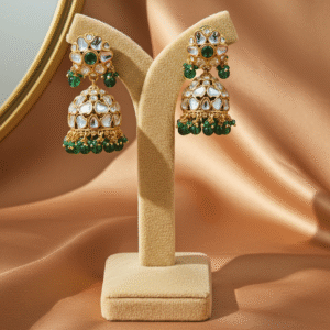 Kundan Jhumka with Green Pearls | Radiant Jewels Store
