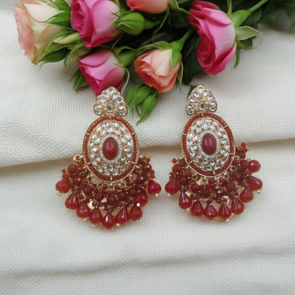 Maroon-Kundan-Earrings-1 | Radiant Jewels Store