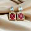Maroon Kundan Fusion Earrings RJS| Radiant Jewels Store