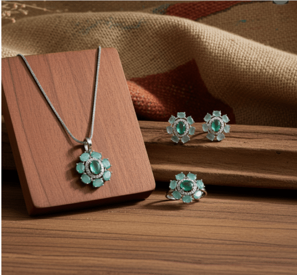 Mint Green Floral Jewelry Set | Radiant Jewels Store