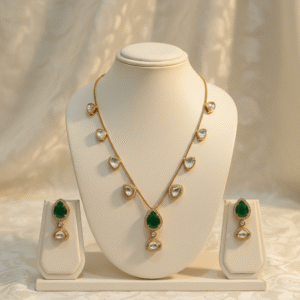 Moissanite Kundan Necklace Set | Radiant Jewels Store