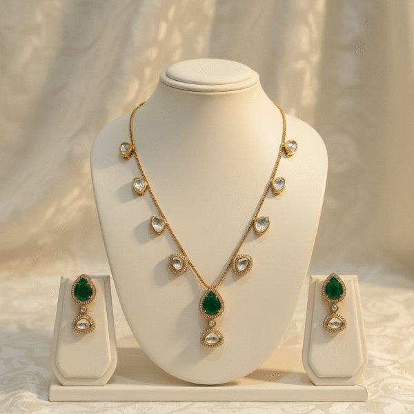 Moissanite Kundan Necklace Set | Radiant Jewels Store