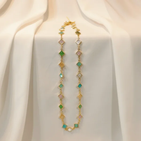Multicolor Geometric Gold Plated Chain | Radiant Jewels Store