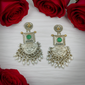 Oxidised Silver Pearl Earrings | Radiant Jewels Store