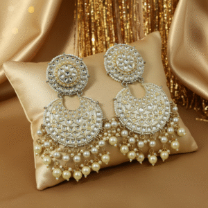 Pearl Kundan Chandbali Earrings | Radiant Jewels Store