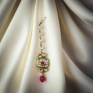 Pearl & Kundan Droplet Maang Tikka | Radiant Jewels Store