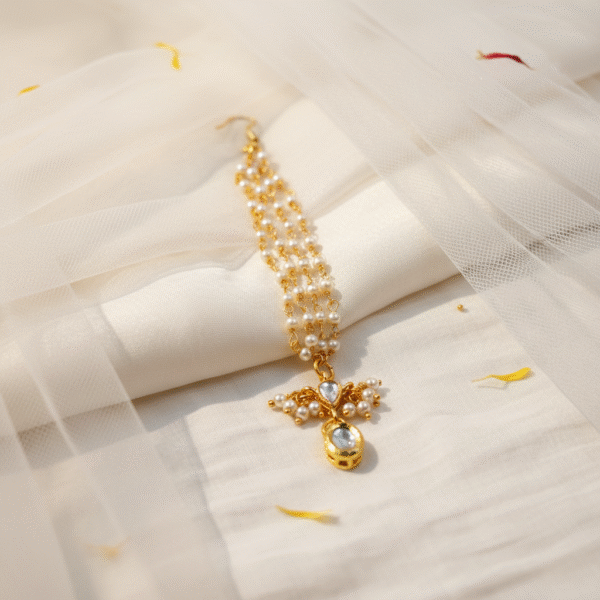 Pearl‑Draped Kundan Maang Tikka | Radiant Jewels Store