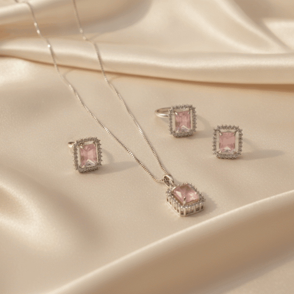 Pink Crystal Pendant Set | Radiant Jewels Store