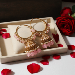 Pink Kundan Bali Earrings | Radiant Jewels Store