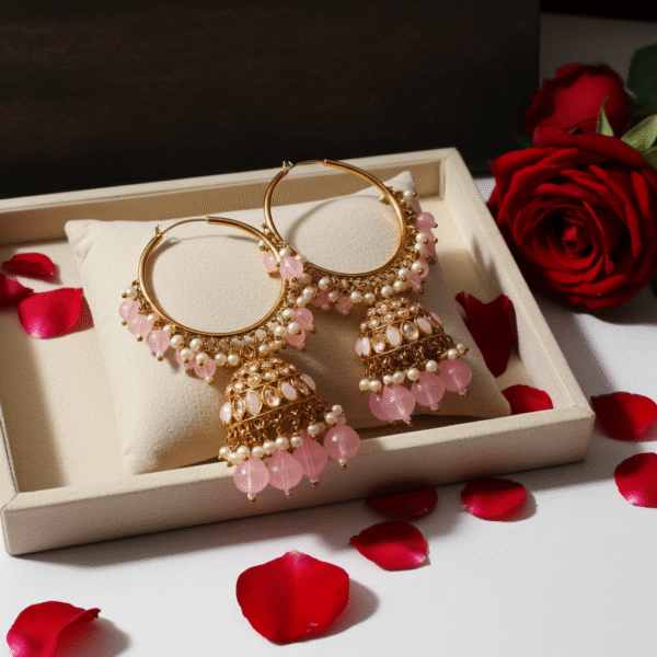 Pink Kundan Bali Earrings | Radiant Jewels Store