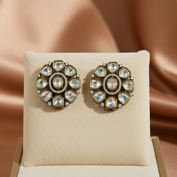 Polki-Kundan-Floral-Studs RJS | Radiant Jewels Store