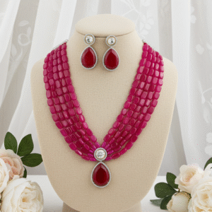 Ruby Beaded Necklace| Radiant Jewels Store