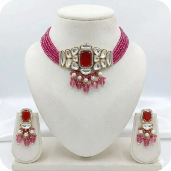 Ruby Kundan Necklace Set | Radiant Jewels Store