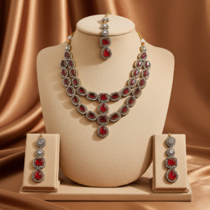 Ruby Stone Necklace Set| Radiant Jewels Store