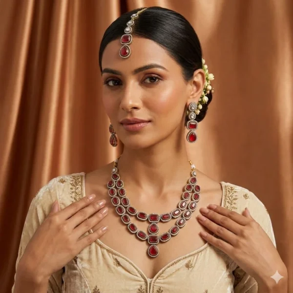 Ruby Stone Necklace Set | Radiant Jewels Store
