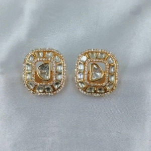 Square Kundan Stud Earrings | www.radiantjewels.store