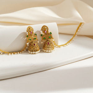 Temple Jewelry Jhumka with Ear Chain| Radiant Jewels Store
