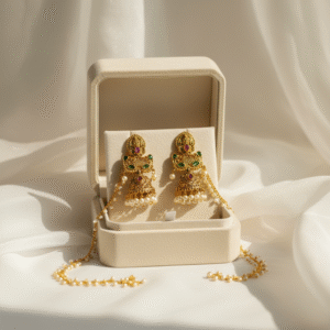 Temple Style Ear Chain Jhumkas | Radiant Jewels Store