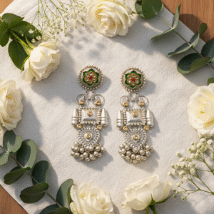 Traditional Brass Floral Earrings | Radiant Jewels Store