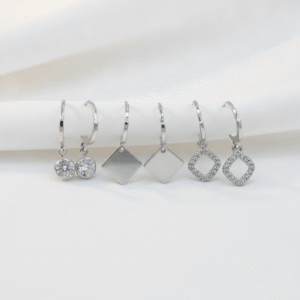 Triple Charm Silver-Toned Earrings Set | Radiant Jewels Store