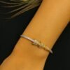 Pyramid Design CZ Studded Bracelet in Gold Finish