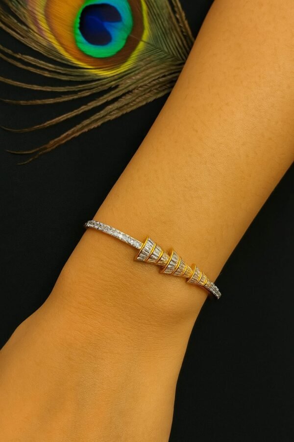 Pyramid Design CZ Studded Bracelet in Gold Finish