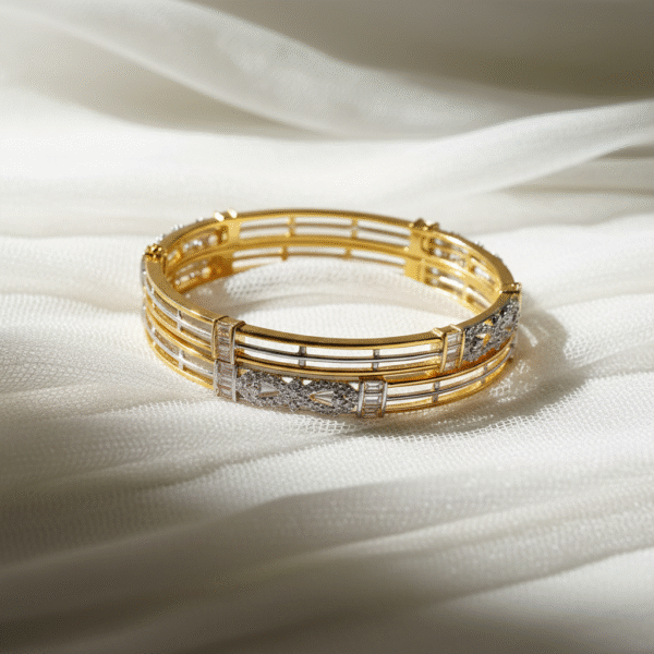 Zircon Dual Tone Bangle 1 | Radiant Jewels Store