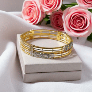 Zircon-Dual-Tone-Bangle | Radiant Jewels Store