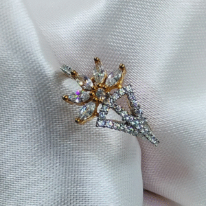 Gold Plated Floral Marquise AD Ring | www.radiantjewels.store