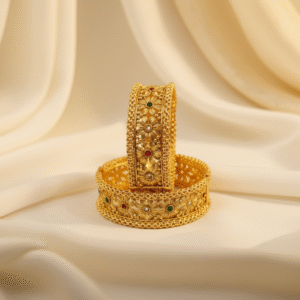 Golden Floral Stone Bangles | Radiant Jewels Store