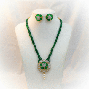 Green CZ Beaded Necklace | Radiant Jewels Store