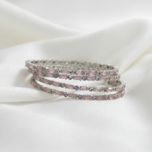 Pink Stone & CZ-Silver Bangles | Radiant Jewels Store