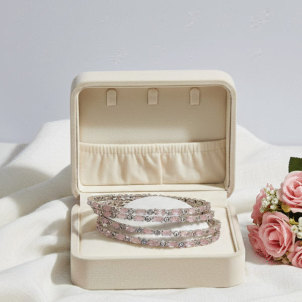 Pink Stone & CZ Silver Bangles RJS| Radiant Jewels Store