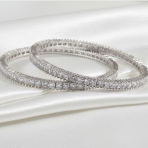 Silver Crystal AD Bangles | Radiant Jewels Store